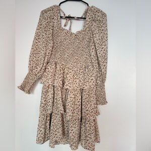 Floral Tiered Long Sleeve Dress